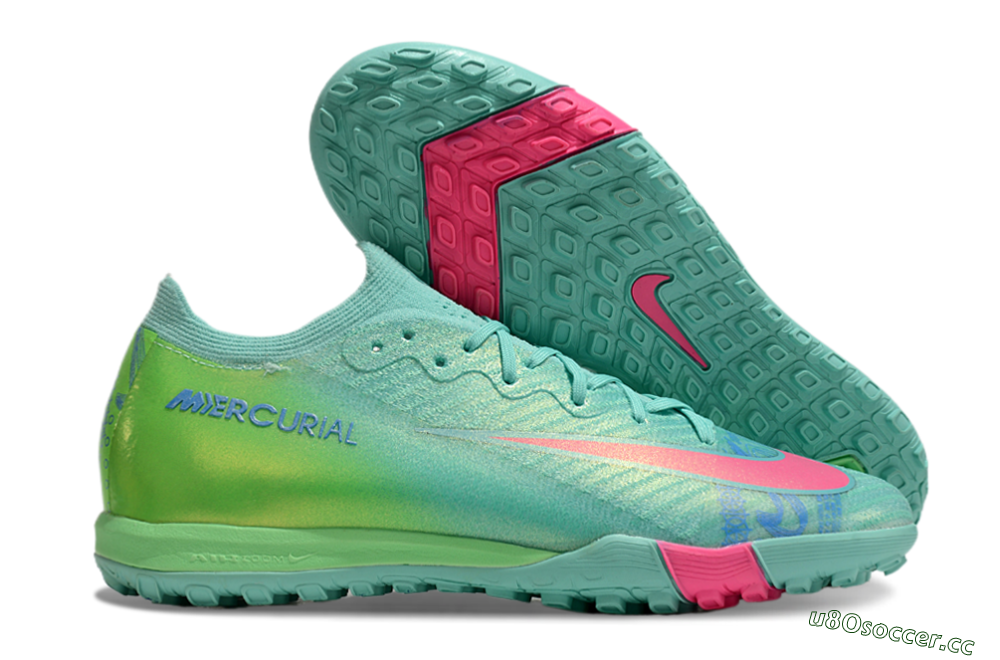 Unisex Nike Air Zoom Mercurial Vapor 16 Elite TF Artificial Turf Low-Tops Football Shoes - Jade/Pink/Blue 2