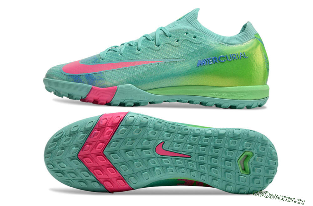 Unisex Nike Air Zoom Mercurial Vapor 16 Elite TF Artificial Turf Low-Tops Football Shoes - Jade/Pink/Blue 1