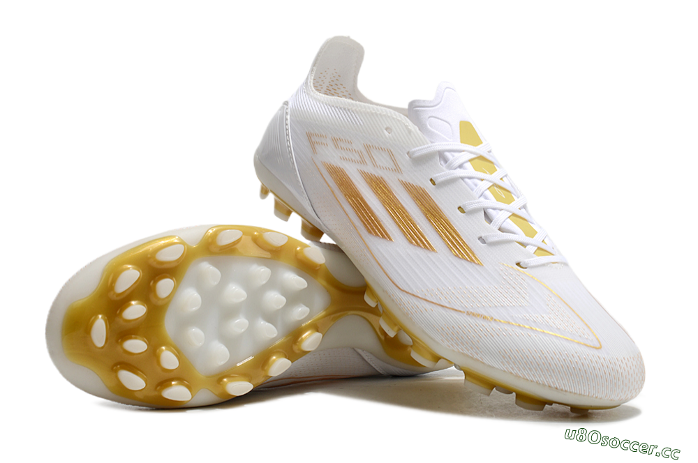 Unisex Adidas F50 Elite MG Multi Ground Low-Tops Football Boots - White/Gold 3