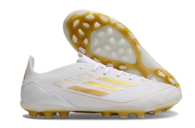 Unisex Adidas F50 Elite MG Multi Ground Low-Tops Football Boots - White/Gold