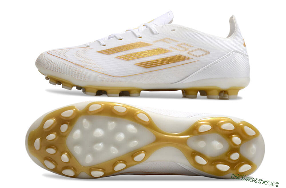 Unisex Adidas F50 Elite MG Multi Ground Low-Tops Football Boots - White/Gold 1
