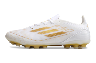 Unisex Adidas F50 Elite MG Multi Ground Low-Tops Football Boots - White/Gold