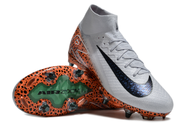 Men's Nike Air Zoom Mercurial Superfly 10 Elite SG Soft Ground High-Tops Football Boots - Grey/Black/Leopard
