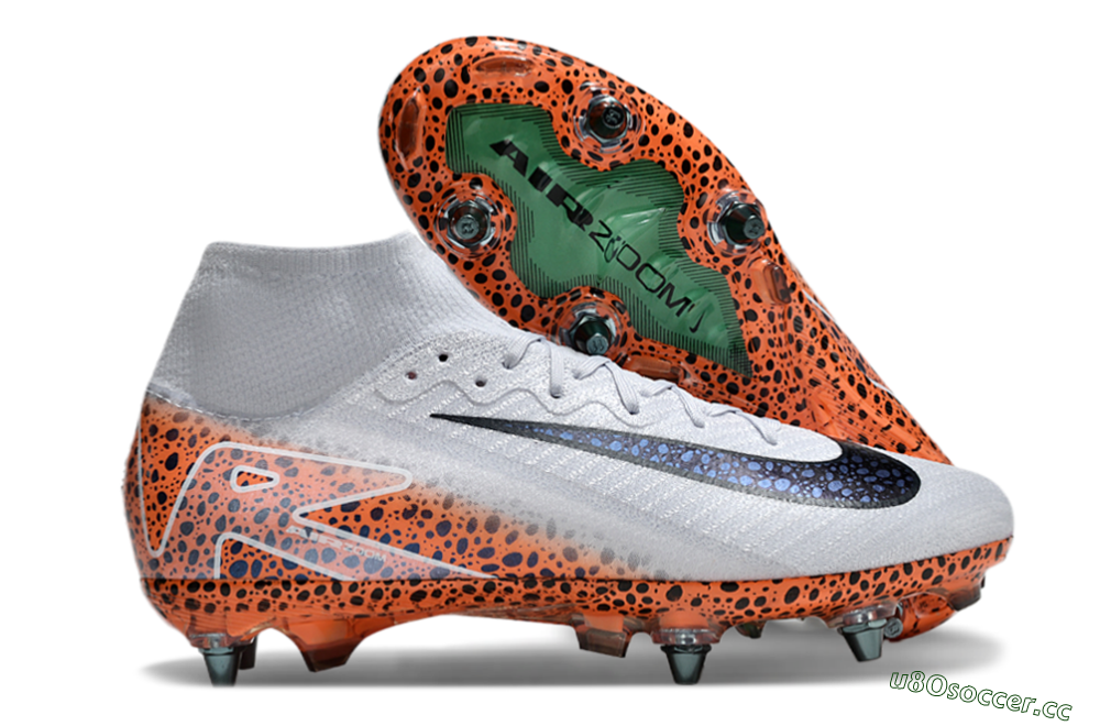Men's Nike Air Zoom Mercurial Superfly 10 Elite SG Soft Ground High-Tops Football Boots - Grey/Black/Leopard 2
