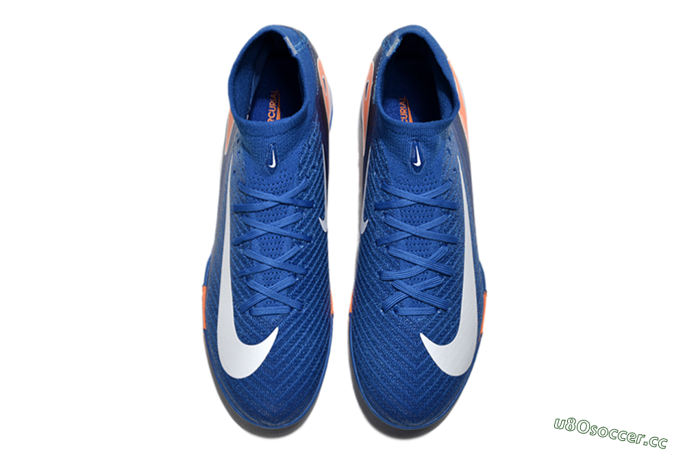 Unisex Nike Air Zoom Mercurial Superfly 10 Elite TF Artificial Turf High-Tops Football Shoes - Blue/White/Orange 4