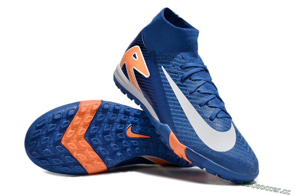 Unisex Nike Air Zoom Mercurial Superfly 10 Elite TF Artificial Turf High-Tops Football Shoes - Blue/White/Orange 3