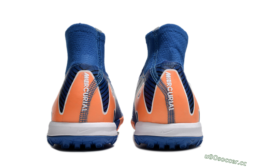 Unisex Nike Air Zoom Mercurial Superfly 10 Elite TF Artificial Turf High-Tops Football Shoes - Blue/White/Orange 5