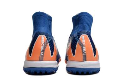 Unisex Nike Air Zoom Mercurial Superfly 10 Elite TF Artificial Turf High-Tops Football Shoes - Blue/White/Orange