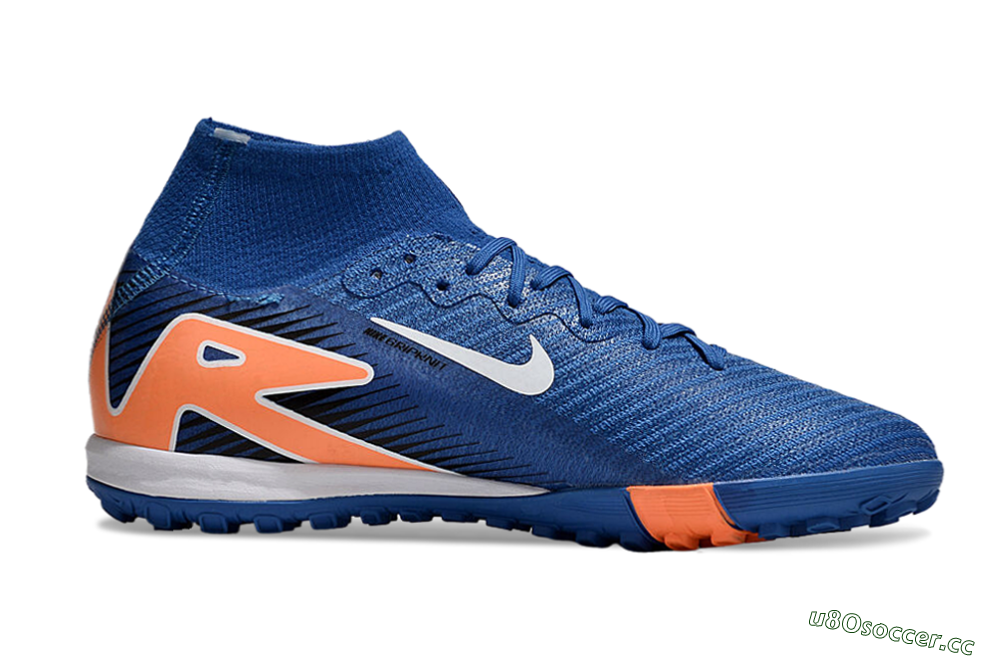 Unisex Nike Air Zoom Mercurial Superfly 10 Elite TF Artificial Turf High-Tops Football Shoes - Blue/White/Orange 7