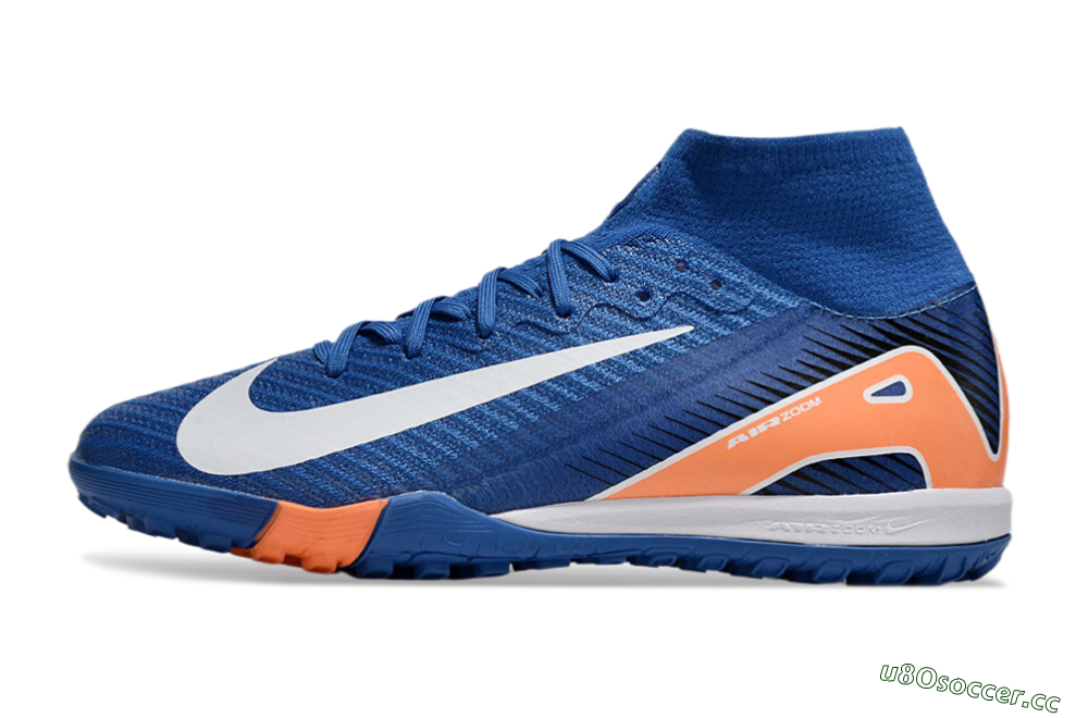 Unisex Nike Air Zoom Mercurial Superfly 10 Elite TF Artificial Turf High-Tops Football Shoes - Blue/White/Orange 0