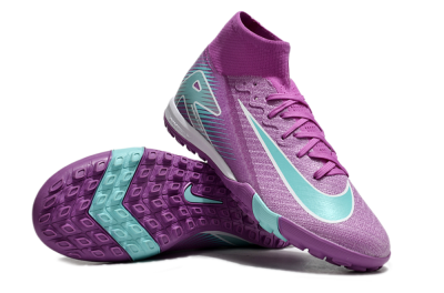 Unisex Nike Air Zoom Mercurial Superfly 10 Elite TF Artificial Turf High-Tops Football Shoes - Purple/Jade/White