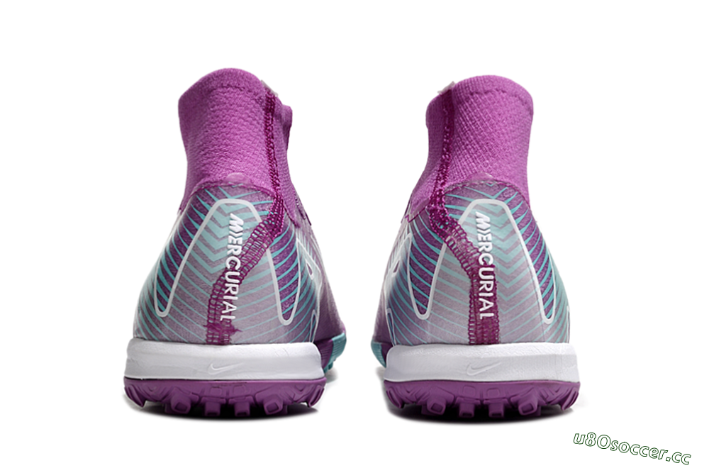 Unisex Nike Air Zoom Mercurial Superfly 10 Elite TF Artificial Turf High-Tops Football Shoes - Purple/Jade/White 5