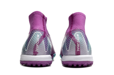 Unisex Nike Air Zoom Mercurial Superfly 10 Elite TF Artificial Turf High-Tops Football Shoes - Purple/Jade/White