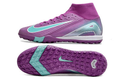Unisex Nike Air Zoom Mercurial Superfly 10 Elite TF Artificial Turf High-Tops Football Shoes - Purple/Jade/White