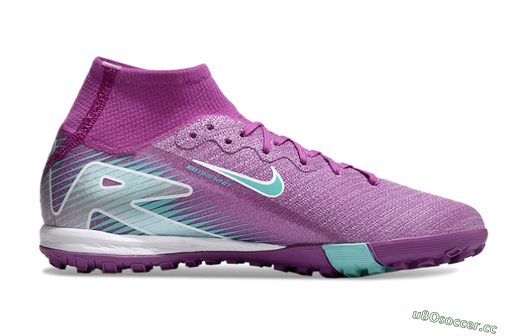 Unisex Nike Air Zoom Mercurial Superfly 10 Elite TF Artificial Turf High-Tops Football Shoes - Purple/Jade/White 7