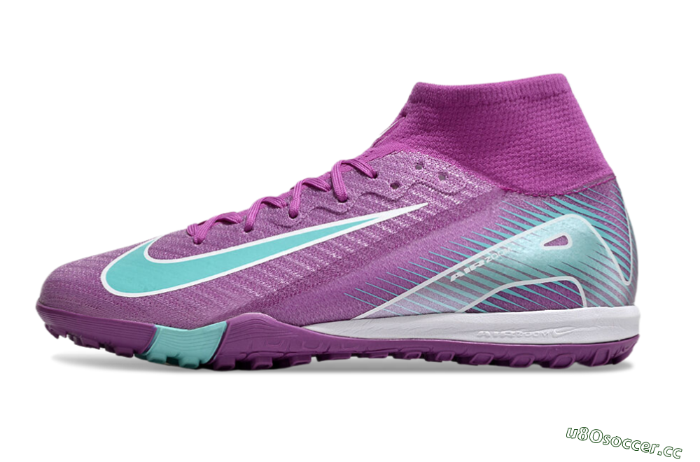 Unisex Nike Air Zoom Mercurial Superfly 10 Elite TF Artificial Turf High-Tops Football Shoes - Purple/Jade/White 0