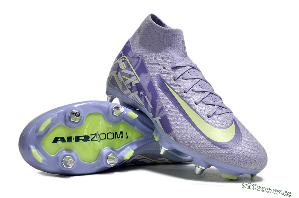 Men's Nike Air Zoom Mercurial Superfly 10 Elite SG Soft Ground High-Tops Football Boots - Purple/Yellow/White 3