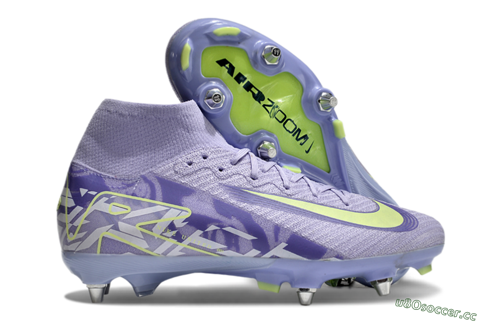 Men's Nike Air Zoom Mercurial Superfly 10 Elite SG Soft Ground High-Tops Football Boots - Purple/Yellow/White 2