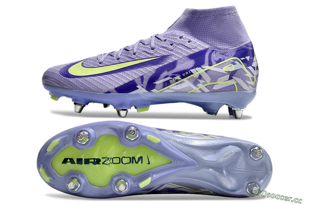 Men's Nike Air Zoom Mercurial Superfly 10 Elite SG Soft Ground High-Tops Football Boots - Purple/Yellow/White 1
