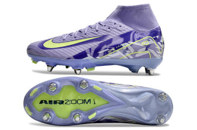 Men's Nike Air Zoom Mercurial Superfly 10 Elite SG Soft Ground High-Tops Football Boots - Purple/Yellow/White
