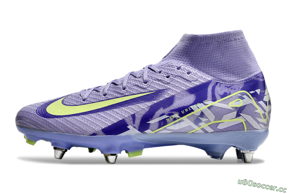 Men's Nike Air Zoom Mercurial Superfly 10 Elite SG Soft Ground High-Tops Football Boots - Purple/Yellow/White 0