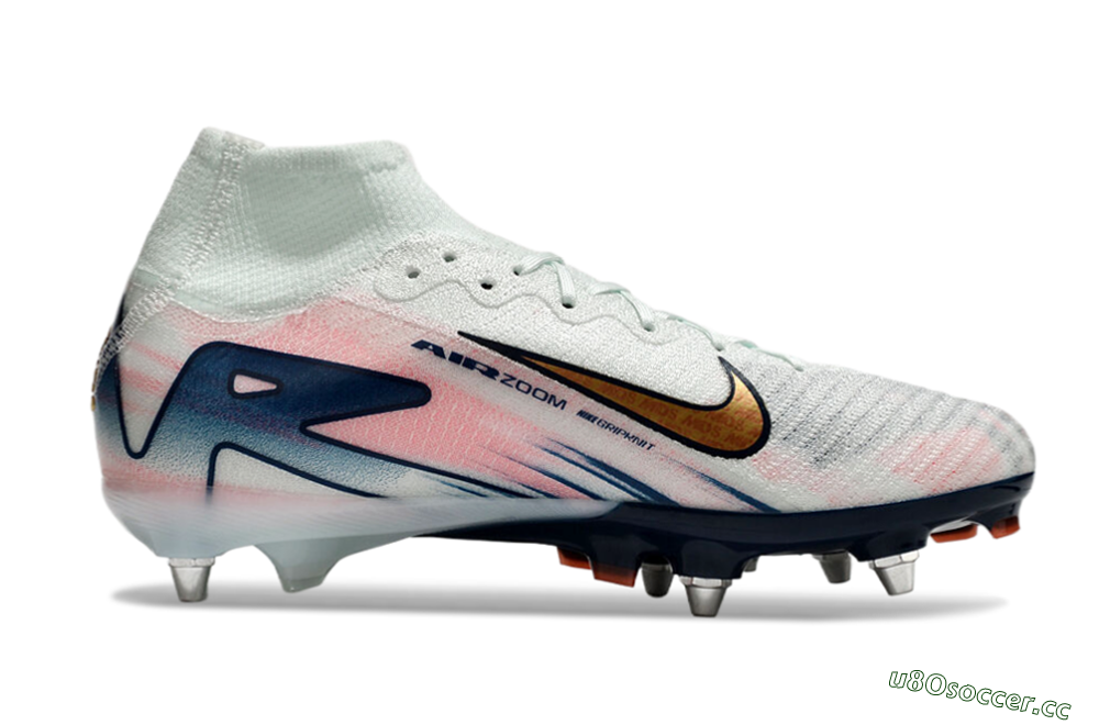 Men's Nike Air Zoom Mercurial Superfly 10 Elite SG Soft Ground High-Tops Football Boots - Jade/Pink/Gold/Blue 7