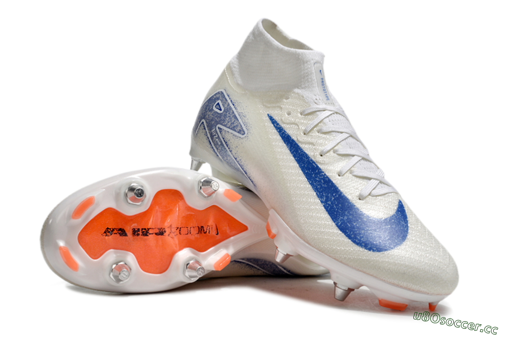 Men's Nike Air Zoom Mercurial Superfly 10 Elite SG Soft Ground High-Tops Football Boots - Beige/White/Blue 3