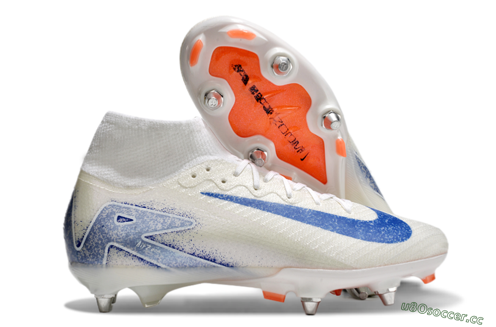 Men's Nike Air Zoom Mercurial Superfly 10 Elite SG Soft Ground High-Tops Football Boots - Beige/White/Blue 2