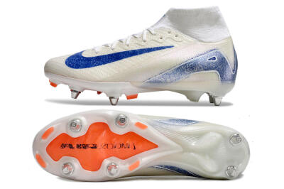 Men's Nike Air Zoom Mercurial Superfly 10 Elite SG Soft Ground High-Tops Football Boots - Beige/White/Blue