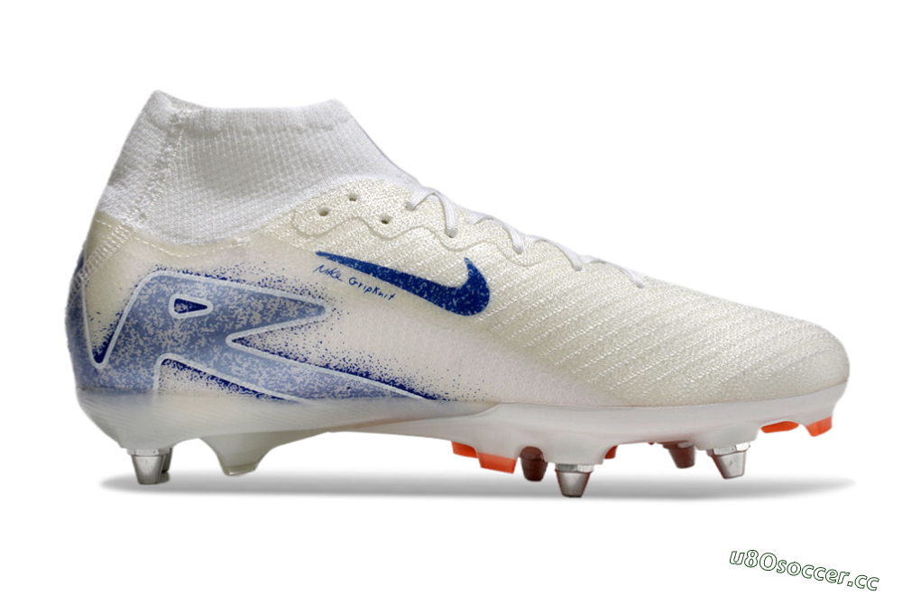 Men's Nike Air Zoom Mercurial Superfly 10 Elite SG Soft Ground High-Tops Football Boots - Beige/White/Blue 7