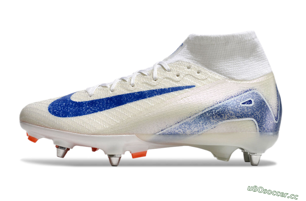 Men's Nike Air Zoom Mercurial Superfly 10 Elite SG Soft Ground High-Tops Football Boots - Beige/White/Blue 0