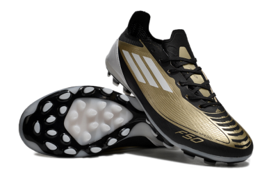 Unisex Adidas F50 Elite Messi MG Multi Ground Low-Tops Football Boots - Gold/Black/White