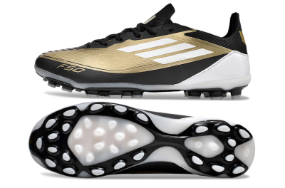 Unisex Adidas F50 Elite Messi MG Multi Ground Low-Tops Football Boots - Gold/Black/White