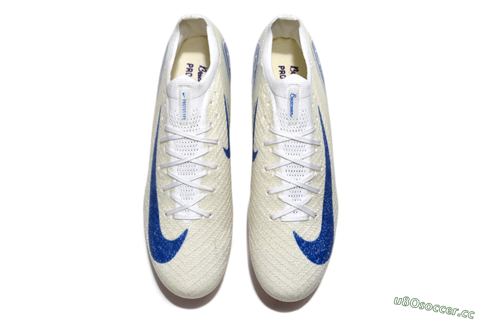 Men's Nike Air Zoom Mercurial Vapor 16 Elite SG Soft Ground Low-Tops Football Boots - Beige/Blue/White 4