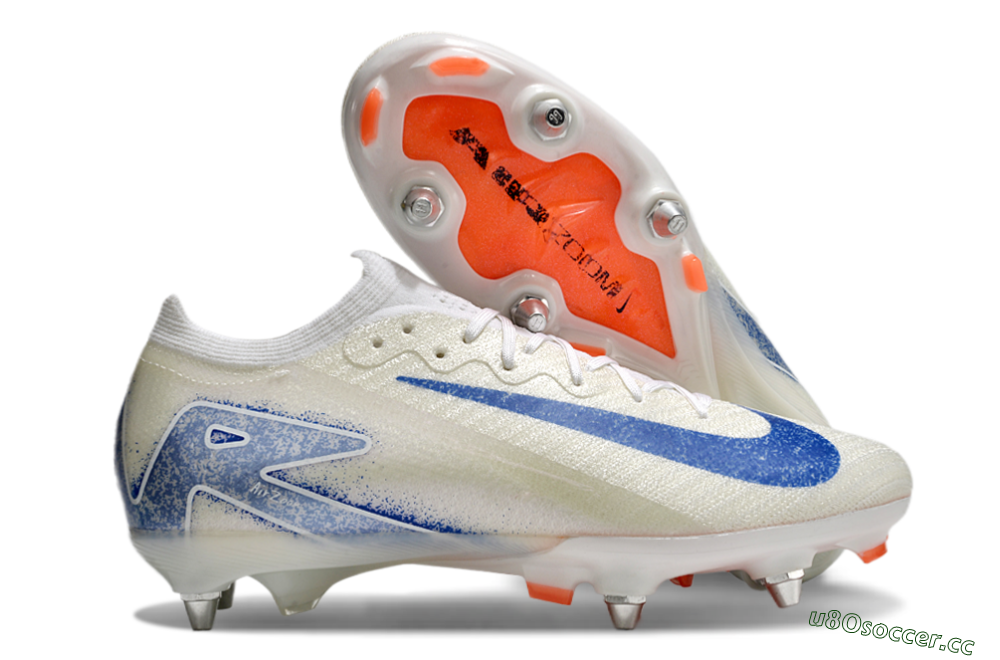 Men's Nike Air Zoom Mercurial Vapor 16 Elite SG Soft Ground Low-Tops Football Boots - Beige/Blue/White 2