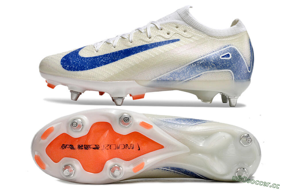 Men's Nike Air Zoom Mercurial Vapor 16 Elite SG Soft Ground Low-Tops Football Boots - Beige/Blue/White 1