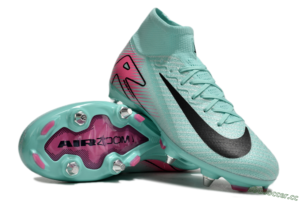 Men's Nike Air Zoom Mercurial Superfly 10 Elite SG Soft Ground High-Tops Football Boots - Jade/Black/Pink 3