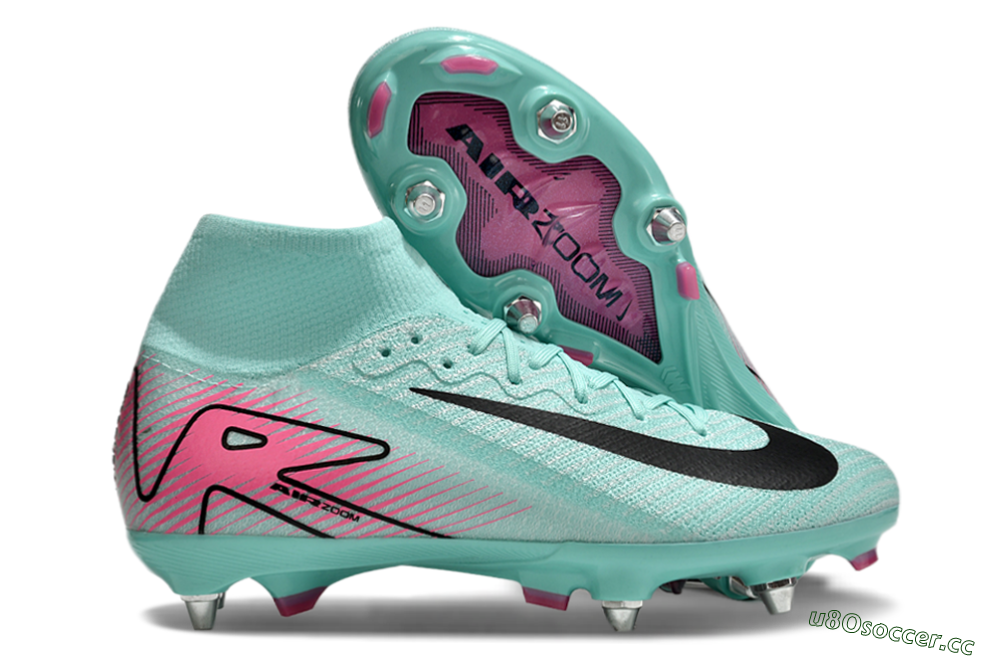 Men's Nike Air Zoom Mercurial Superfly 10 Elite SG Soft Ground High-Tops Football Boots - Jade/Black/Pink 2
