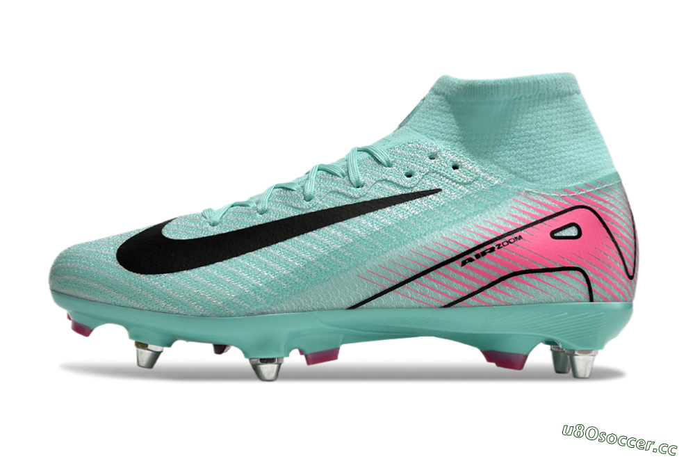Men's Nike Air Zoom Mercurial Superfly 10 Elite SG Soft Ground High-Tops Football Boots - Jade/Black/Pink 0