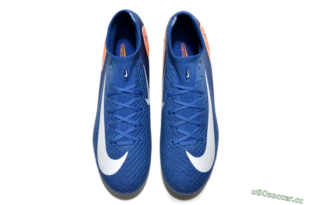 Unisex Nike Air Zoom Mercurial Superfly 10 Elite FG Firm Ground High-Tops Football Boots - Blue/White/Orange 4