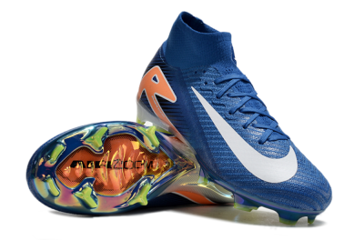 Unisex Nike Air Zoom Mercurial Superfly 10 Elite FG Firm Ground High-Tops Football Boots - Blue/White/Orange