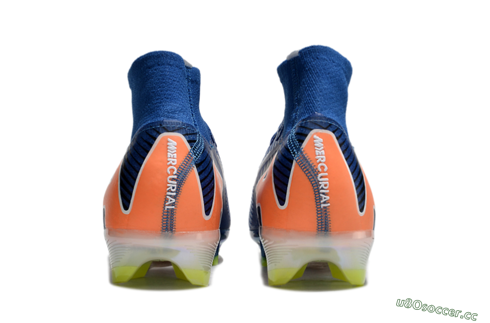 Unisex Nike Air Zoom Mercurial Superfly 10 Elite FG Firm Ground High-Tops Football Boots - Blue/White/Orange 5
