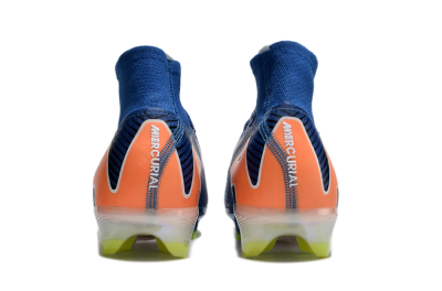 Unisex Nike Air Zoom Mercurial Superfly 10 Elite FG Firm Ground High-Tops Football Boots - Blue/White/Orange