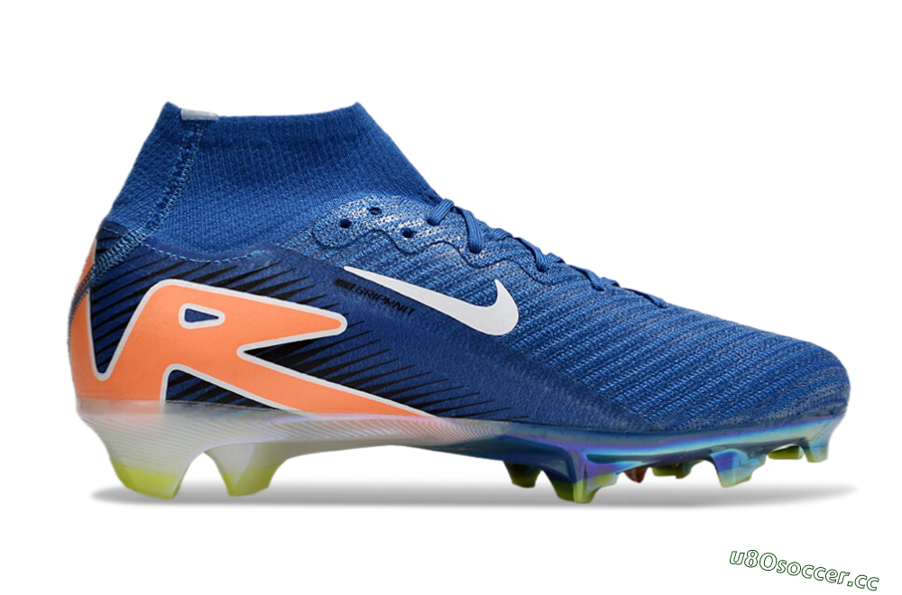 Unisex Nike Air Zoom Mercurial Superfly 10 Elite FG Firm Ground High-Tops Football Boots - Blue/White/Orange 7