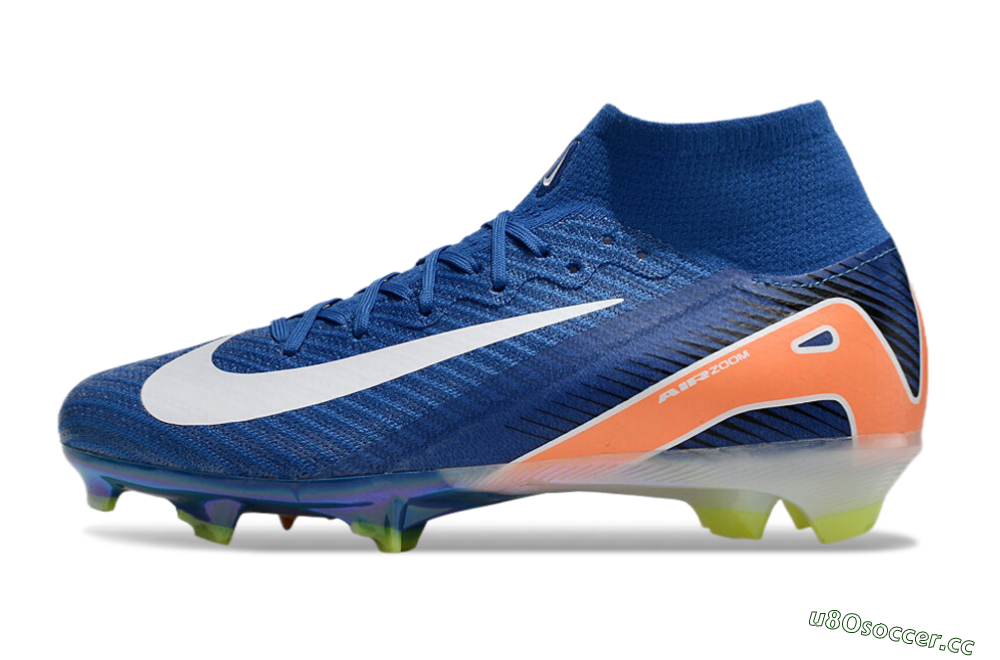 Unisex Nike Air Zoom Mercurial Superfly 10 Elite FG Firm Ground High-Tops Football Boots - Blue/White/Orange 0