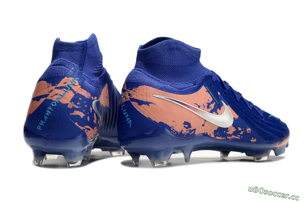 Men's Nike Phantom Luna Elite NU FG Firm Ground High-Tops Football Boots - Blue/White/Red 6