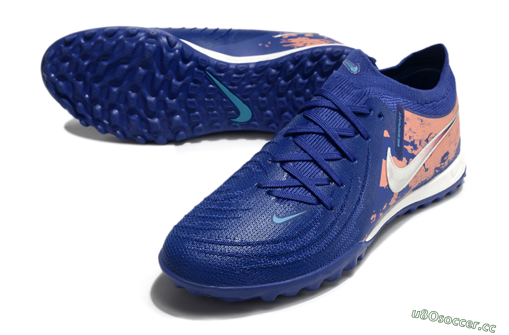 Men's Nike Phantom GX 2 Elite TF Artificial Turf Low-Tops Football Shoes - Blue/White/Red 3