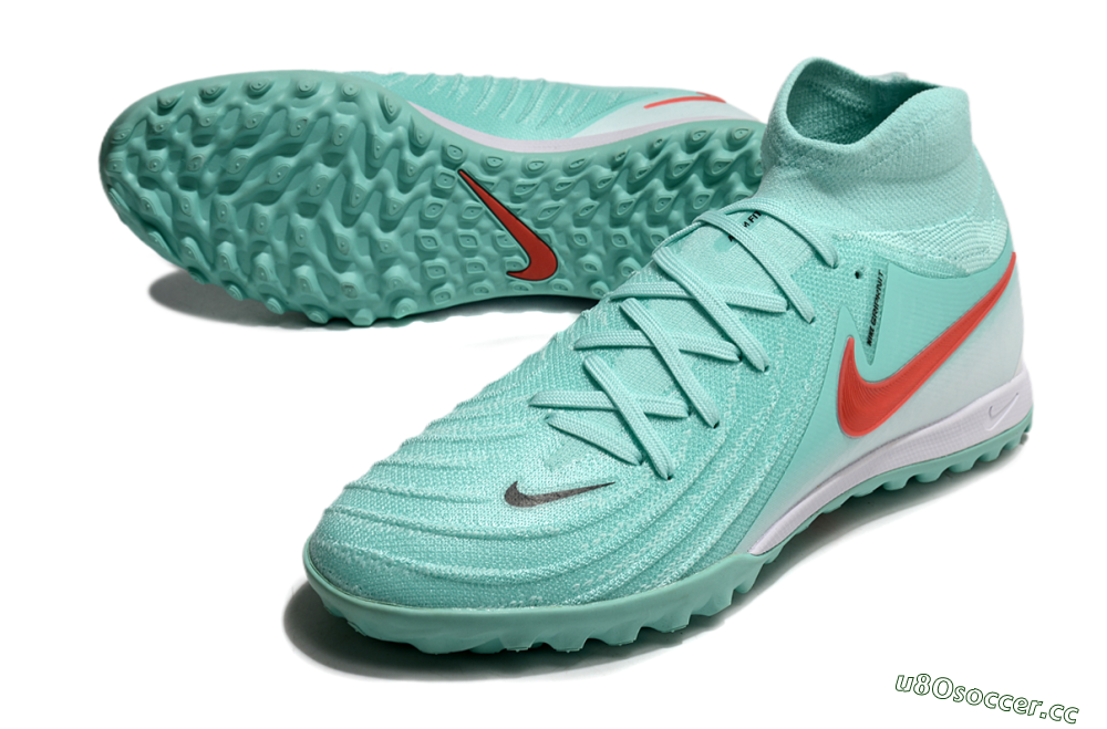 Men's Nike Phantom Luna Elite TF Artificial Turf High-Tops Football Shoes - Jade/Red/White 3