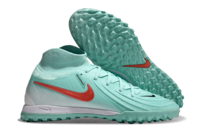 Men's Nike Phantom Luna Elite TF Artificial Turf High-Tops Football Shoes - Jade/Red/White