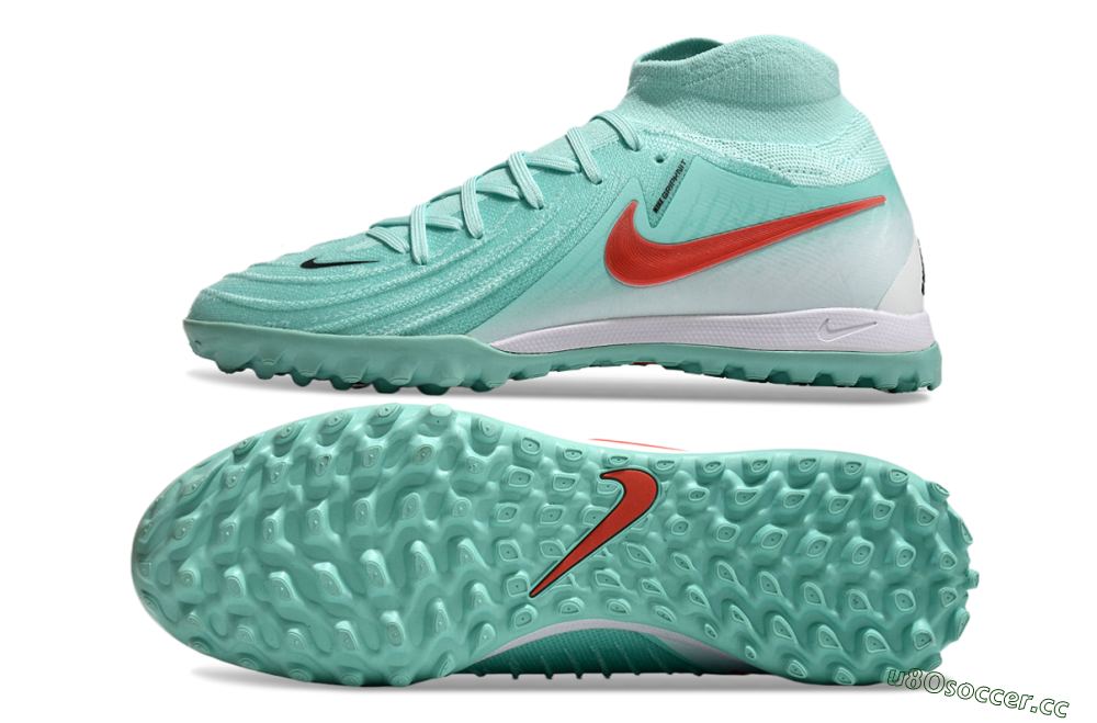 Men's Nike Phantom Luna Elite TF Artificial Turf High-Tops Football Shoes - Jade/Red/White 1